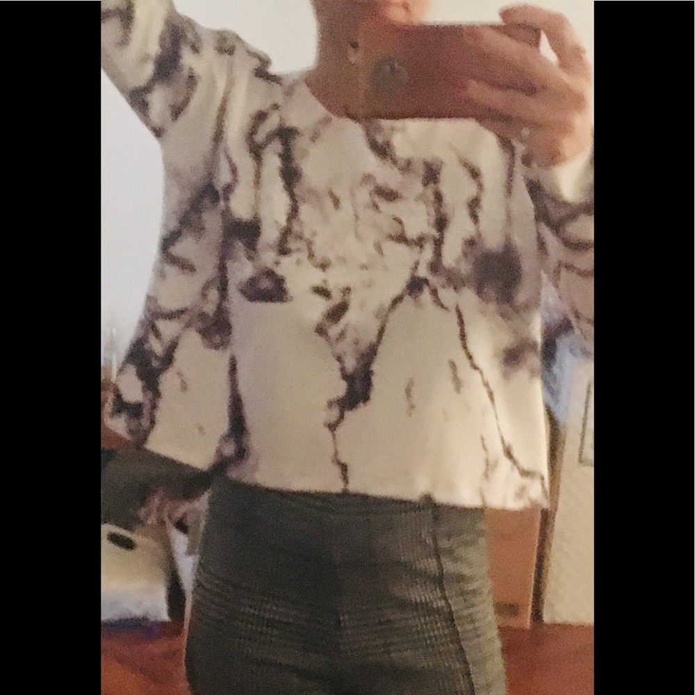 Black and white blouse top